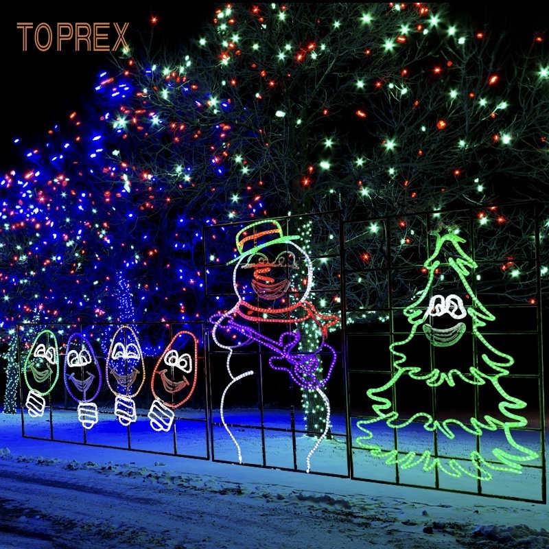 Toprex Christmas Decor  Animated Lighted Santa And Reindeer For Roof With Sled Led 2d Outdoor Garden Christmas Light