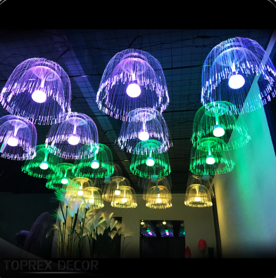 Easy Installation IP65 Event Holiday LED Fiber Optic Lights Hanging Jellyfish Christmas Light Decoration