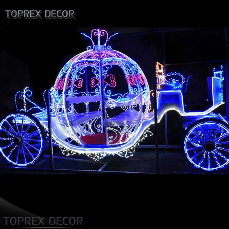 Handmade White Metal Princess Carriage Centerpieces Lighted Fantasy Pumpkin Decorations for Halloween and Christmas