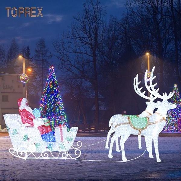 Large Outdoor Christmas Decorations Commercial Deer Christmas Light Large Metal Life Size Christmas Sleigh