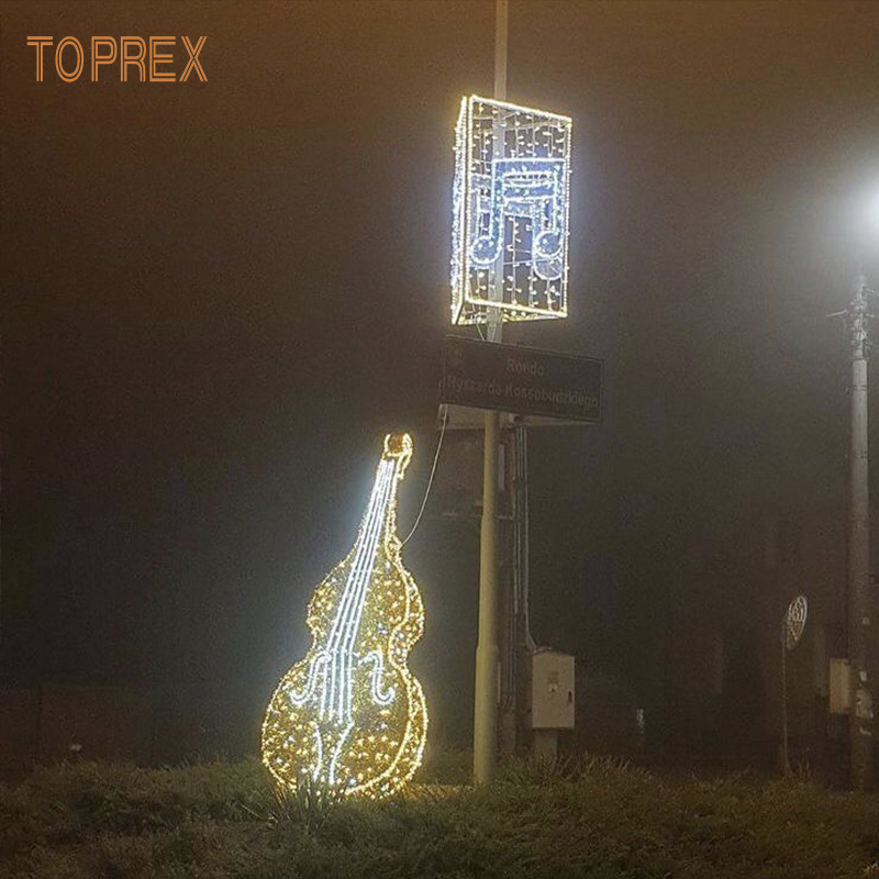 Toprex Decor 3D Large LED Musical Notes Sculpture Outdoor Christmas Holiday Motif Lights Harp Piano Guitar Horn Pipa Bass Tuba