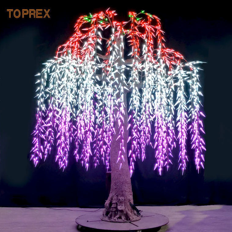 H4m Led Holiday Activity Decoration High Waterproof Outdoor Artificial Outdoor Simulated Led Willow Tree Lamp