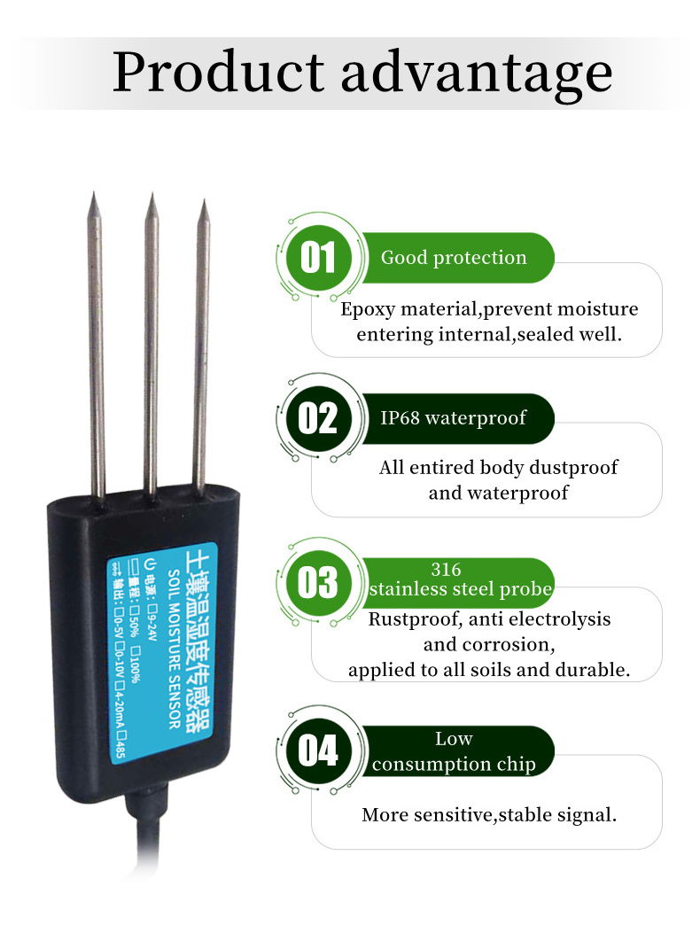 China manufacturer wholesale Low price good quality 4-20mA RS485 soil EC probe temperature moisture sensor for agriculture