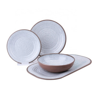 Colorful pakistani melamine dinner sets with rope shape texture