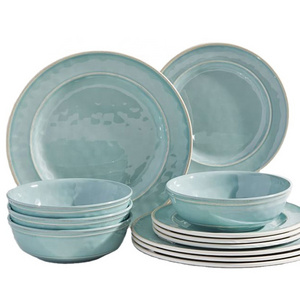 12pcs Melamine Dinnerware set for 4, Outdoor Use Dinner Dishes Set for Camper, Break-resistant