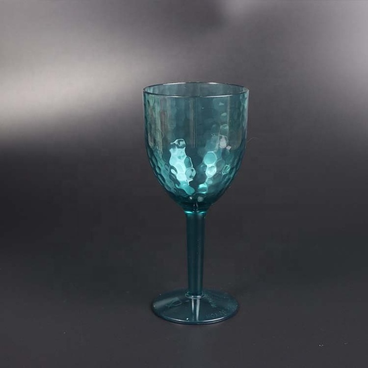 Free Sample Wholesale PS Blue Wine Glass Customized Acrylic Tritan As Transparent Plastic Wine Goblets