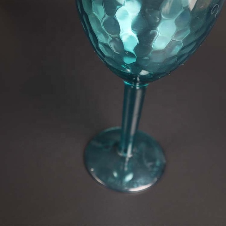 Free Sample Wholesale PS Blue Wine Glass Customized Acrylic Tritan As Transparent Plastic Wine Goblets