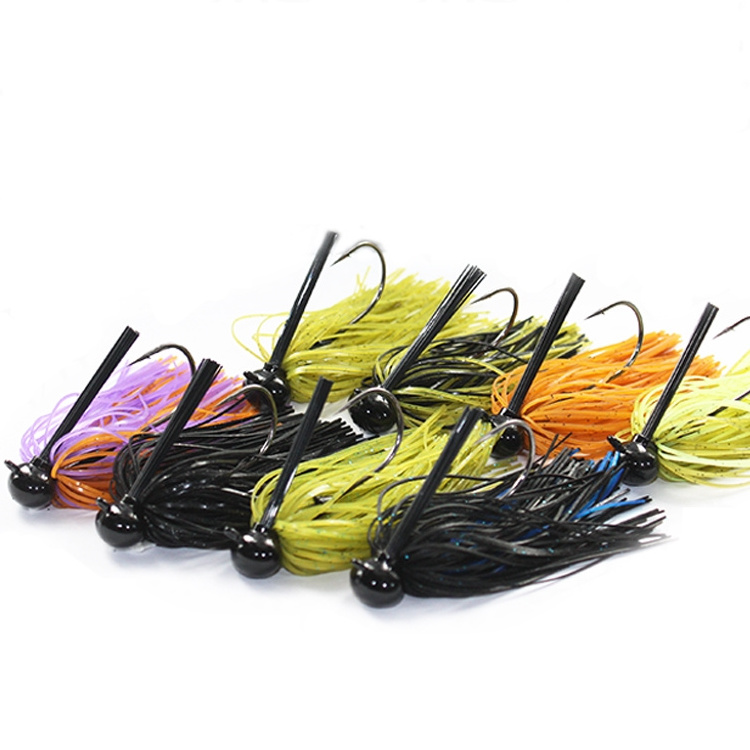 Top Right RJ303 Football Jig Silicone Skirts Tungsten Football Jig For Bass Fishing