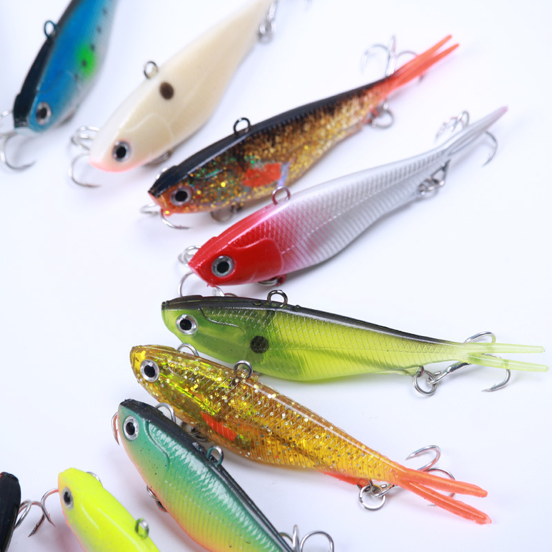 Top Right  S047 9.5cm 20g Fork Tail Soft Vibe Lure Soft Swimbait Bass Fishing Lures Soft Plastics Lures With Treble Hook