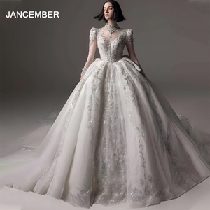 Jancember LSHT014 Best Sale Luxury Embroidery Sequined Beaded Women Plus Size Bridal Gown Wedding Dresses