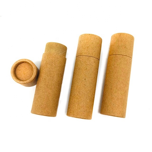 Biodegradable 0.3 oz Lip Balm Tube Packaging Kraft Paper Cardboard Tube For Deodorant Container Cylinder Packaging