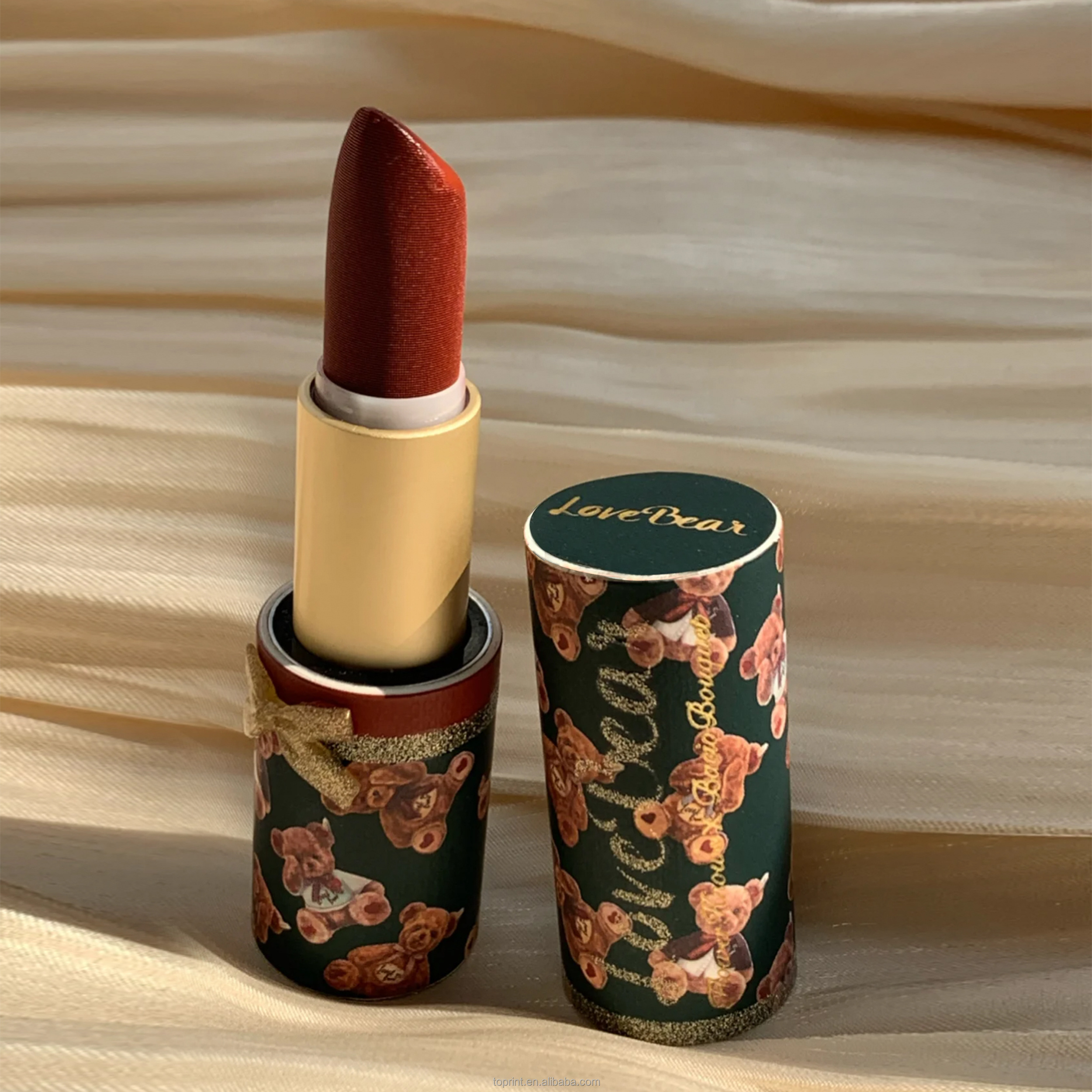 Recycled Lipstick Tubes With Sleeve Teddy Bear Custom Hot Stamping Eco Friendly Lip Balm Container Cosmetic Paper Tube Packaging