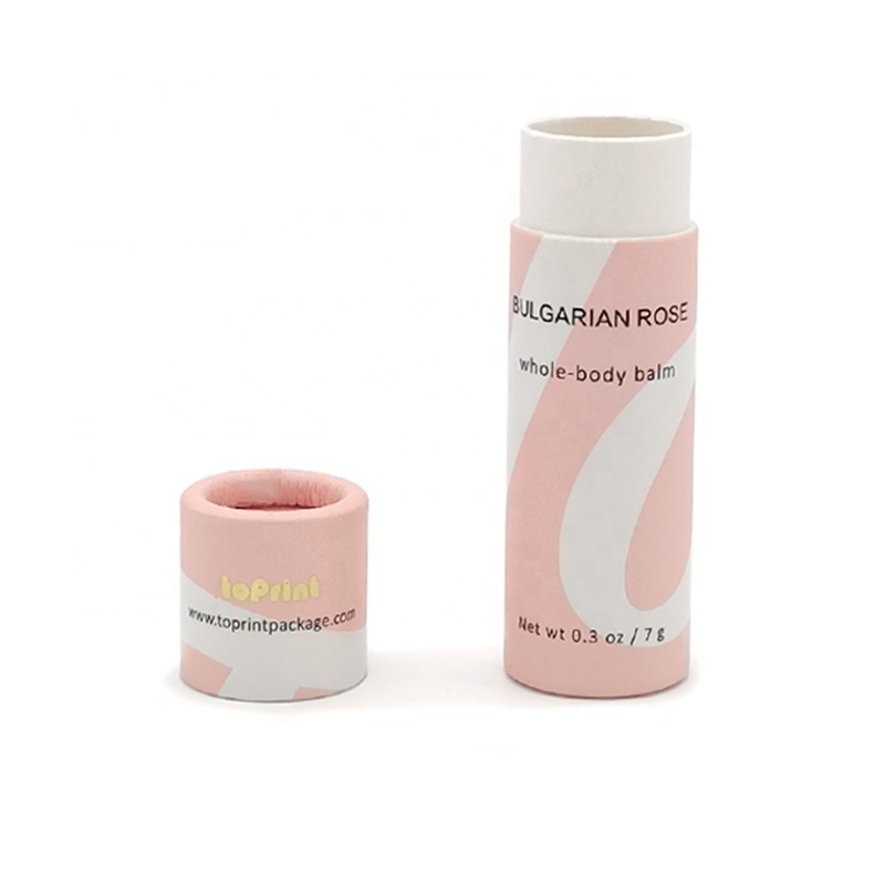 Biodegradable Lip Balm Paperboard Container 100% Recyclable Compostable Chapstick Push Up Paper Tubes Packaging