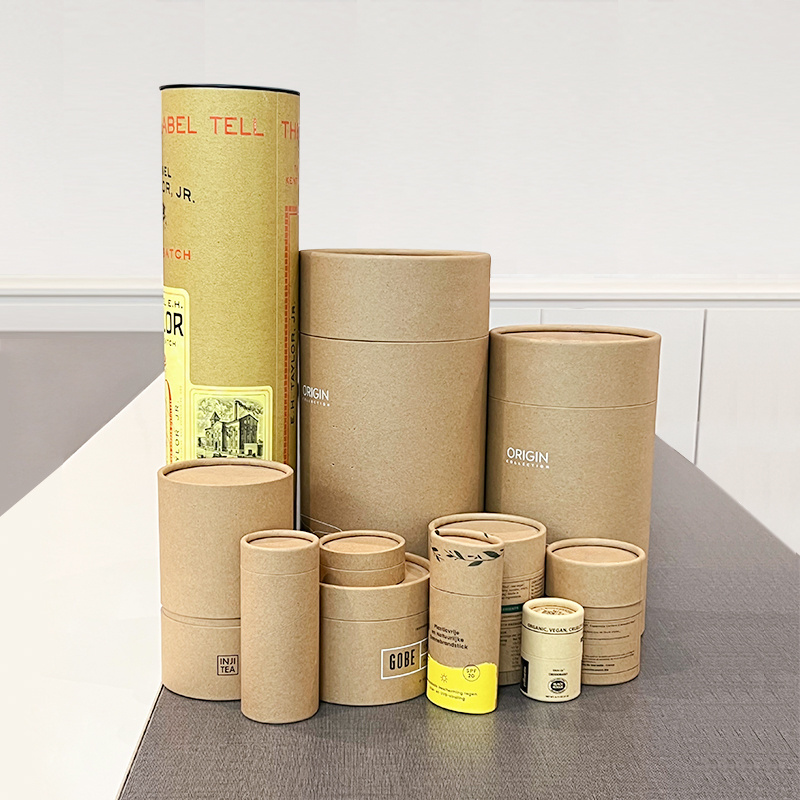 100% biodegradable brown kraft paper tube packaging round cardboard box paper tube packaging box for cosmetic gift