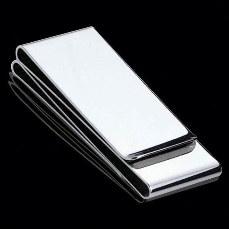 Functional and simple blank metal stainless steel money clip for bills and cards