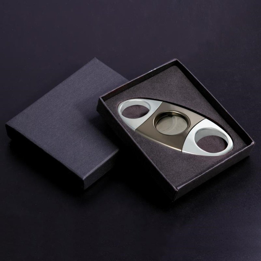 Cigar Items Custom Logo OEM 2 In 1 Multifunctional Metal Stainless Steel Gold Cigar Cutter With Cigar Punch