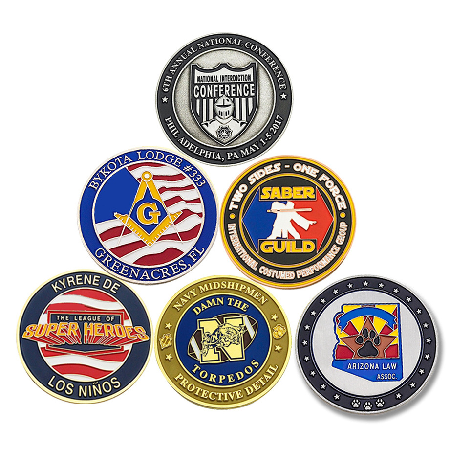 Personalised Custom logo 3D Zinc Alloy Brass Engraving Souvenir Enamel Coin Manufacturer Challenge Coins