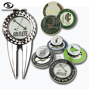 Golf divot repair tool hat clip poker chip with blank magnetic customizable magnet generic golf edged ball marker custom logo