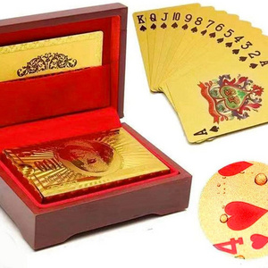 Luxury Quality Wooden Box Waterproof Deck of Card Poker Gold Playing Cards Dubai