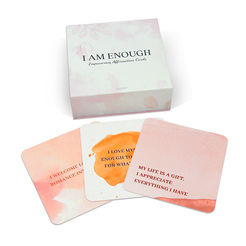 Factory Oem Printing Eco Friendly Matt Paper Motivation Cards 365 Pink Positive Affirmation Cards For Girls Women