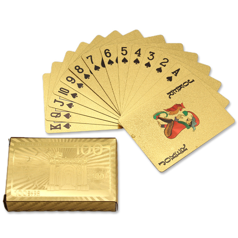 Luxury Quality Wooden Box Waterproof Deck of Card Poker Gold Playing Cards Dubai