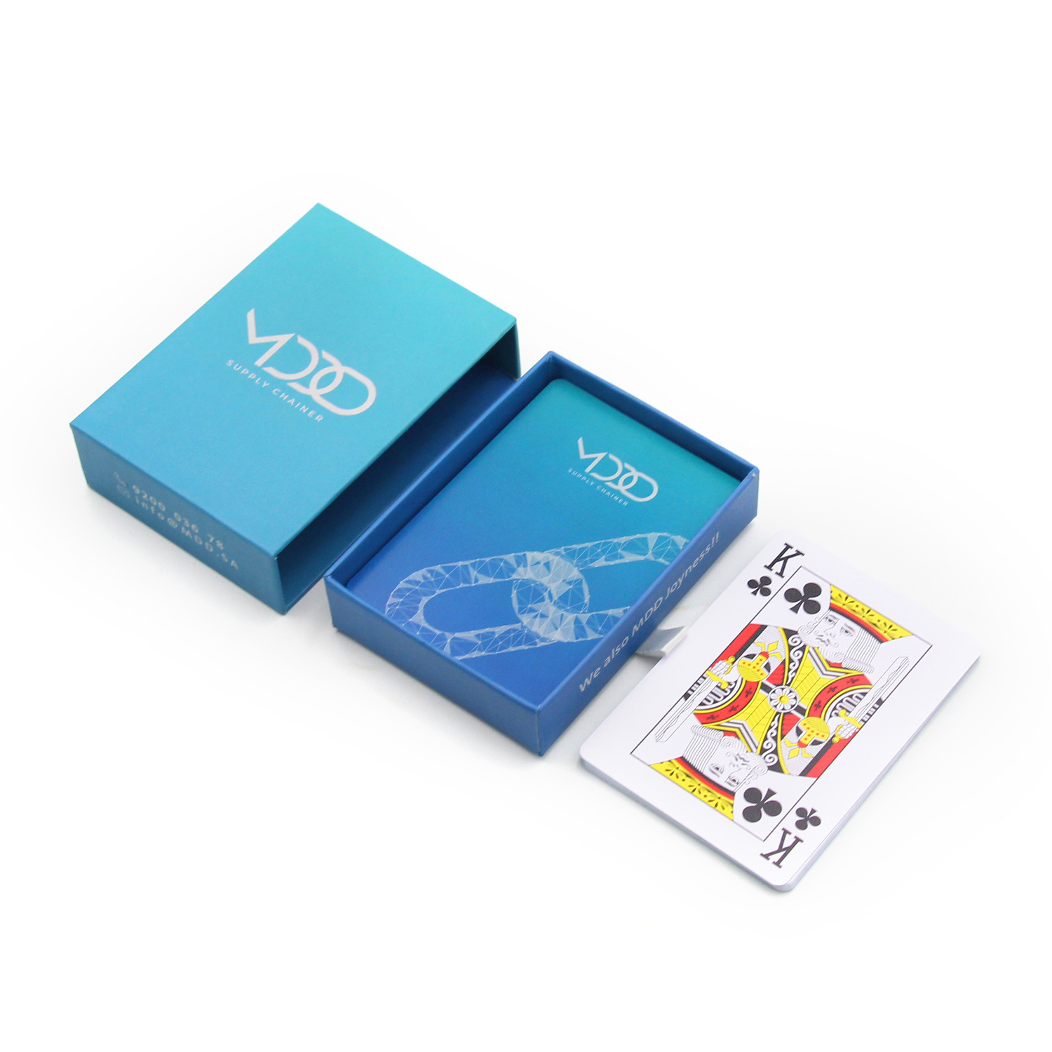 2024 Custom Poker Logo Front And Back Gift drawer box Durable Plastic Black Playing Cards