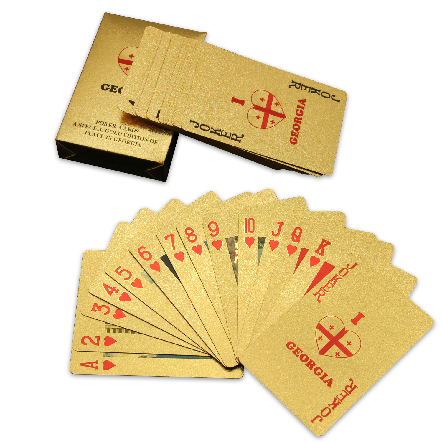 Factory Cheap Custom 100% Plastic Waterproof Playing Card 24K Golden Foil Poker Deck Set 999.9 Gold Playing Cards