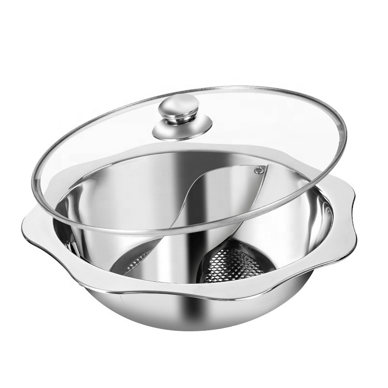 Fish scale bottom non-stick stainless steel octagonal sun hot pot commercial clear soup pot mandarin ducks pot