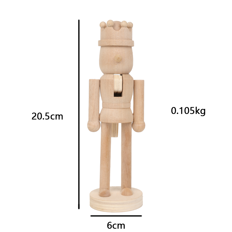 Factory Hot Sales Modern Design Wooden Nutcracker Unpainted Nutcracker Christmas Nutcracker