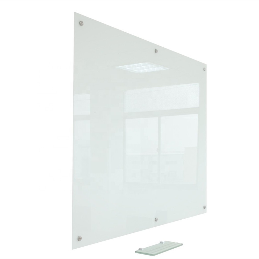 4mm Wall mounted magnetic tempered clear glass white board