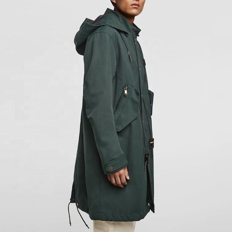 New arrival custom zip up men's textured overcoat oversize fishtail parka windbreaker jacket