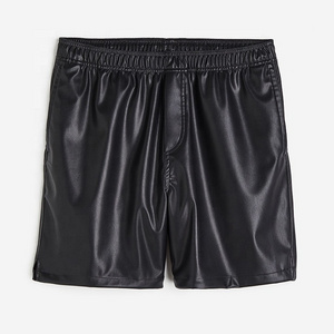 Hot fashion leather shorts for men 2023 summer custom shorts wide leg style high quality leather men's shorts