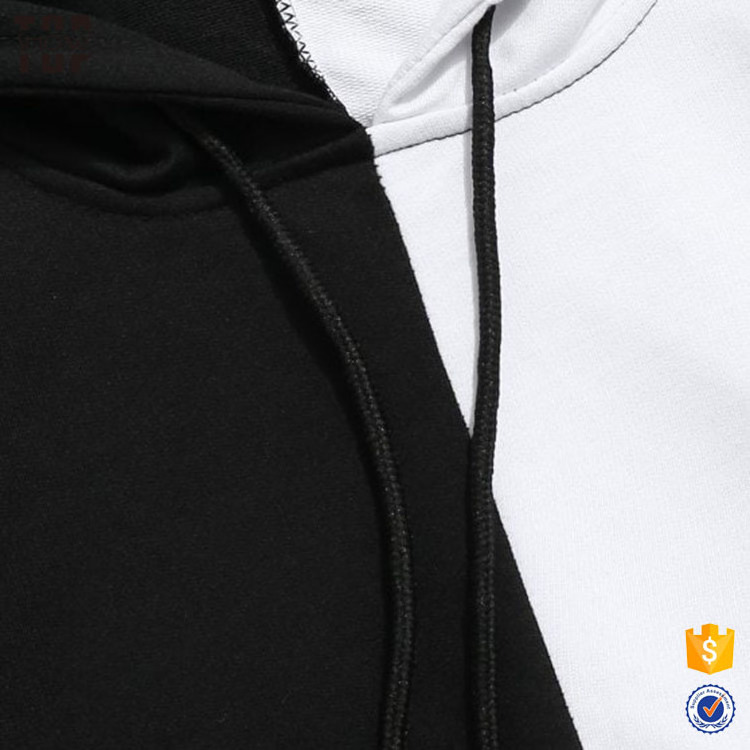 Latest men's clothing black and white hoodie contrast patchwork hoodie