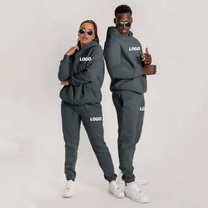 Wholesale Custom Logo Long Sleeve Hoodies Cotton Tracksuit Joggers Pants Two Piece Set Unisex Sets Customized Sweatsuit