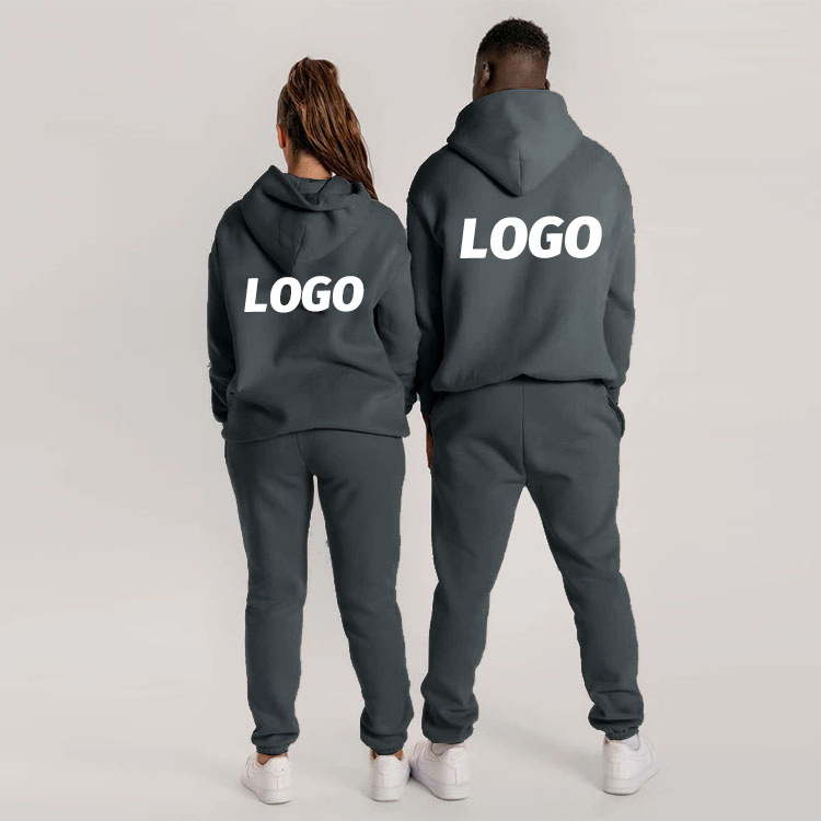 Wholesale Custom Logo Long Sleeve Hoodies Cotton Tracksuit Joggers Pants Two Piece Set Unisex Sets Customized Sweatsuit