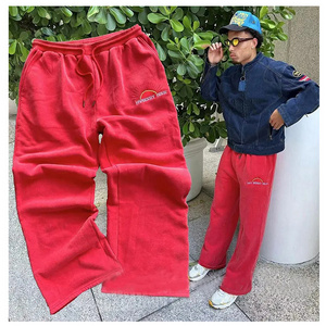 Custom Embroidery Heavy Weight stacked  flare Sweat Pants Fleece Straight Leg Trousers  Vintage Acid Wash  Sweatpants For Men