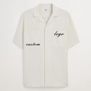 Custom logo satin shirt button-down collar silk shirts cotton oxford casual  shirt for mens