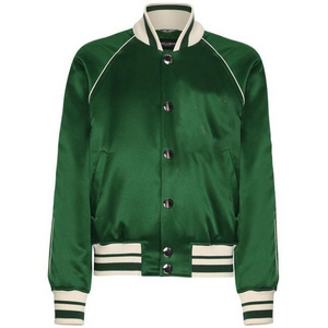 Custom green satin bomber jacket Custom Made Satin  Jacket Satin Baseball  silk Jacket