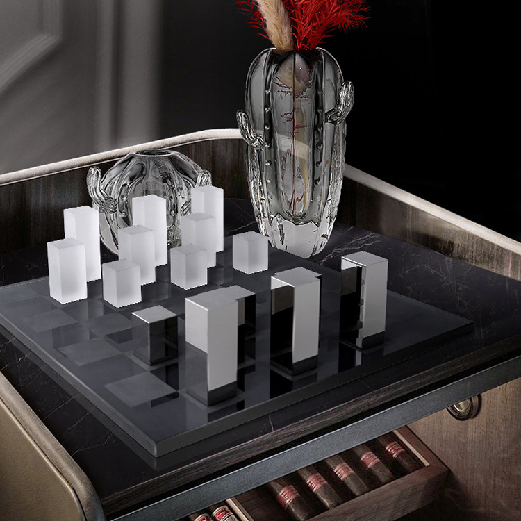 Modern Simple Frosted Crystal Chessboard Decor Accessories Living Room Table Home Decorations