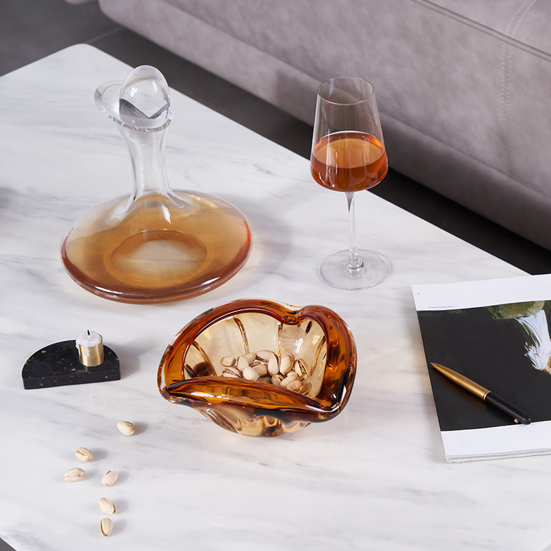 Modern Simple Portable Creative Home Living Room Table Decoration Amber Glass Cigar Ashtray