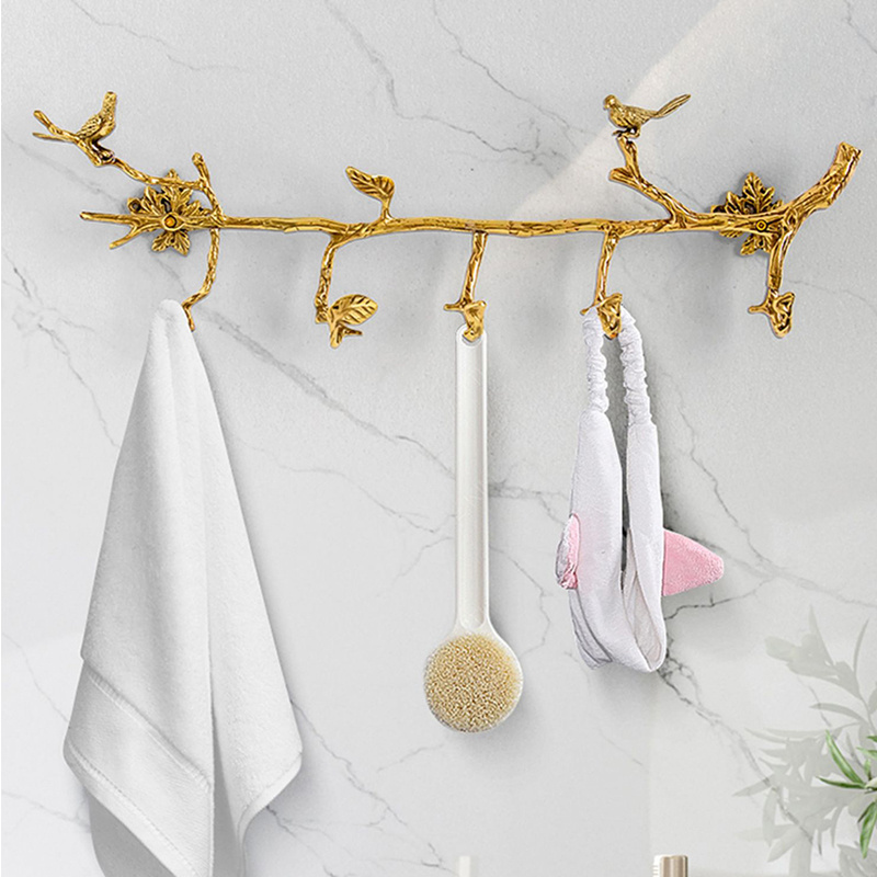 Household Entry Foyer Brass Hook Hanger Wall Hanging Luxury Wardrobe Tree Shaped Coat Hat Hooks