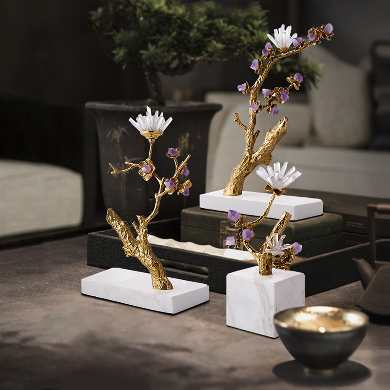 Chinese Style Dining Coffee Table Accessories Cristal Decoration Peach Blossom Home Decor