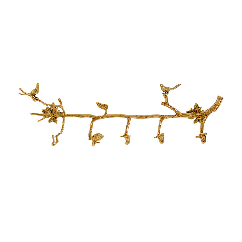 Household Entry Foyer Brass Hook Hanger Wall Hanging Luxury Wardrobe Tree Shaped Coat Hat Hooks