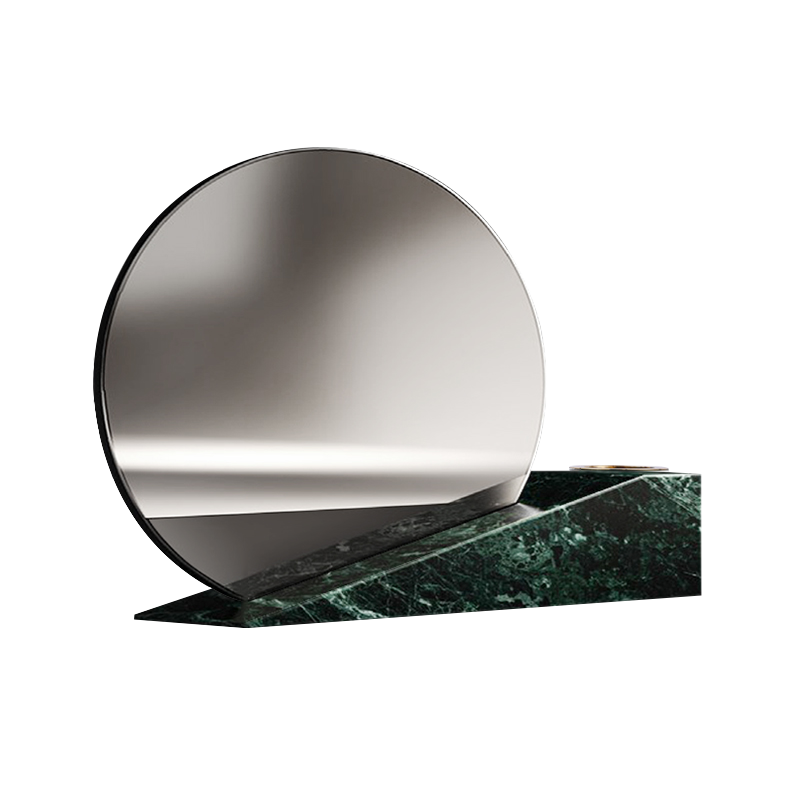 Modern Decor Minimalist Decorative Living Room Table Geometric Design Green Marble Mirror