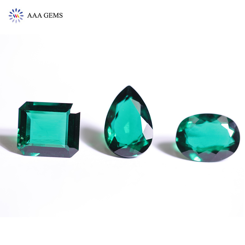 Colombia Synthetic Emerald Cut Green Lab-Created Hydrothermal Emerald Gemstones