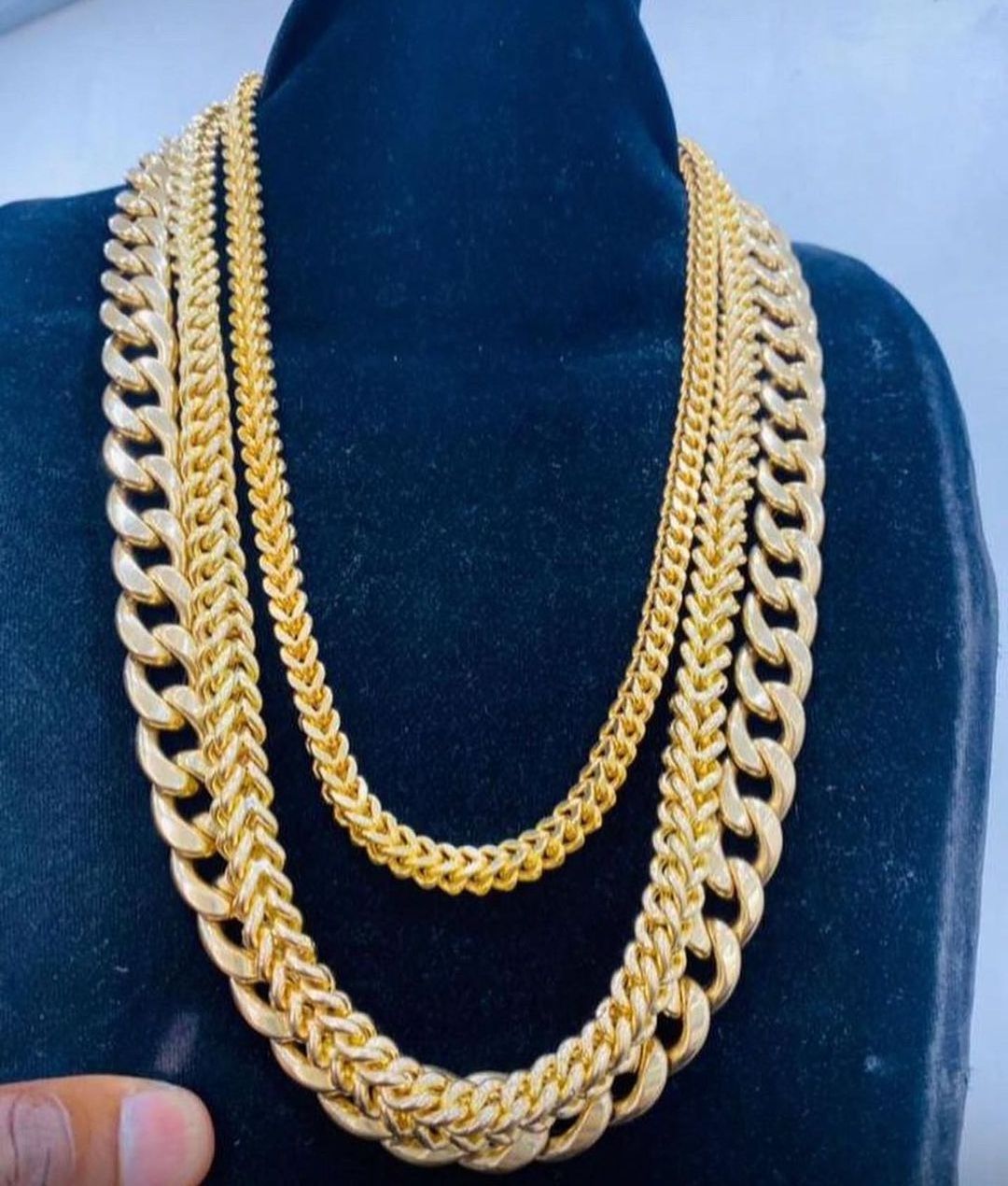 Mens Gold Chains Necklace 4-20mm Flat 10K/14K/18K Yellow Solid Heavy Gold Cuban Link Chains