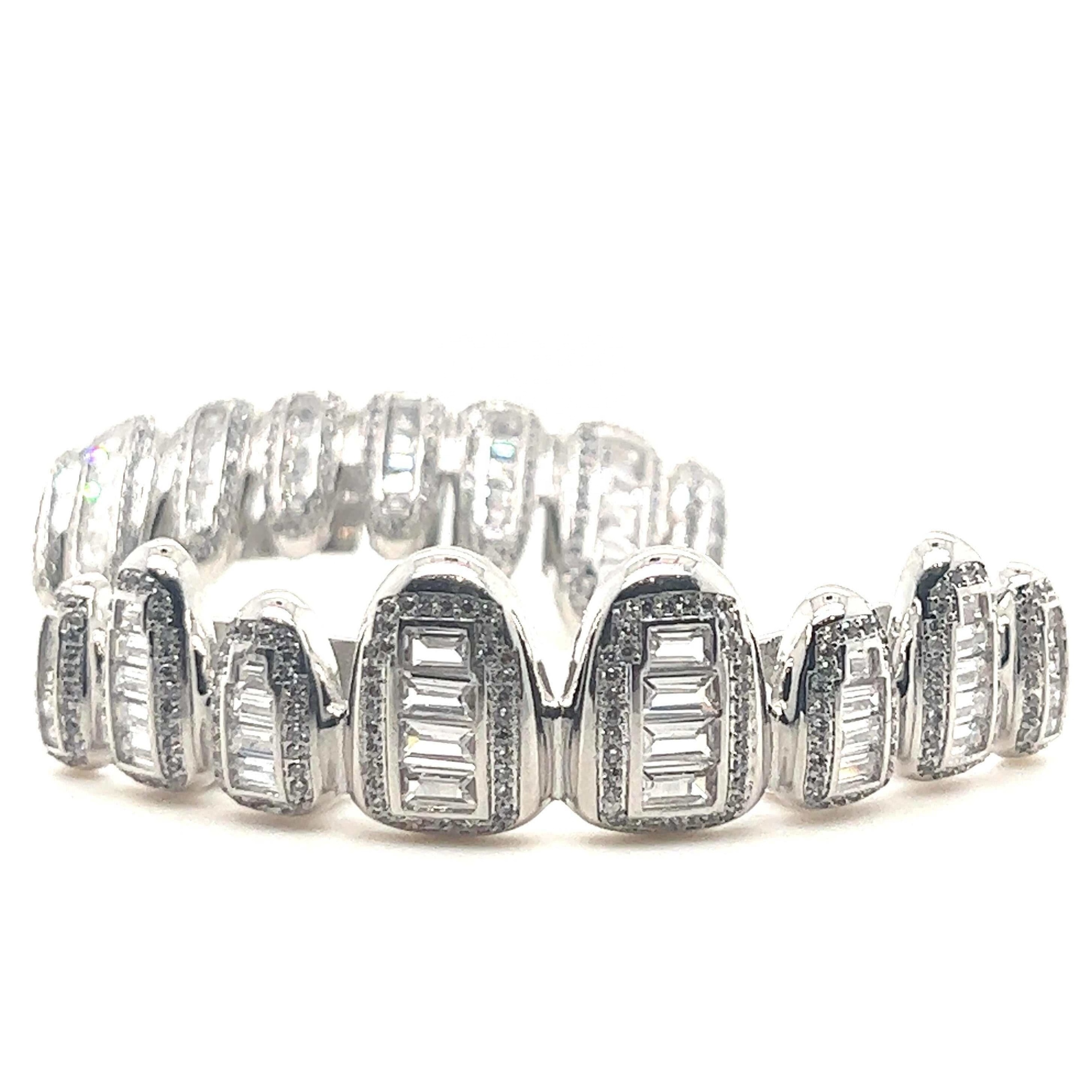 Silver Bling Grillz Mold Kit De Dent Moissanite Diamond Iced out Gold Plated Grills Teeth Grillz Custom Moissanite Grill