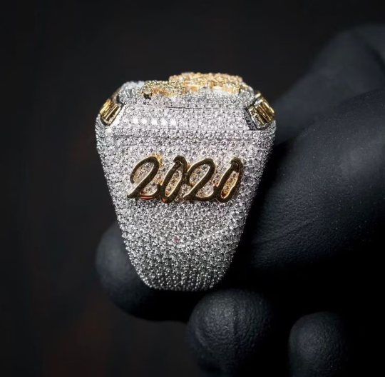 AAA Gems Best Selling Design Champion Ring Hip Hop Customize Trendy Design Silver Men's Iced out Championship Ring