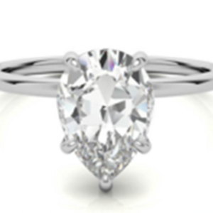 1176 PS01 4CT Pear Cut Moissanite 18K Yellow Gold Size 6.5 Ring