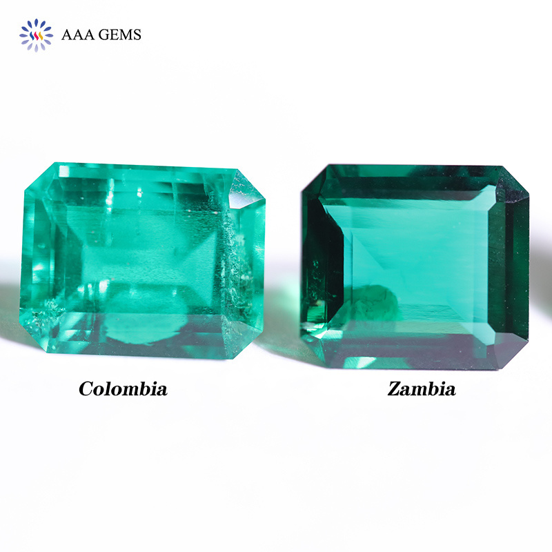 Colombia Synthetic Emerald Cut Green Lab-Created Hydrothermal Emerald Gemstones